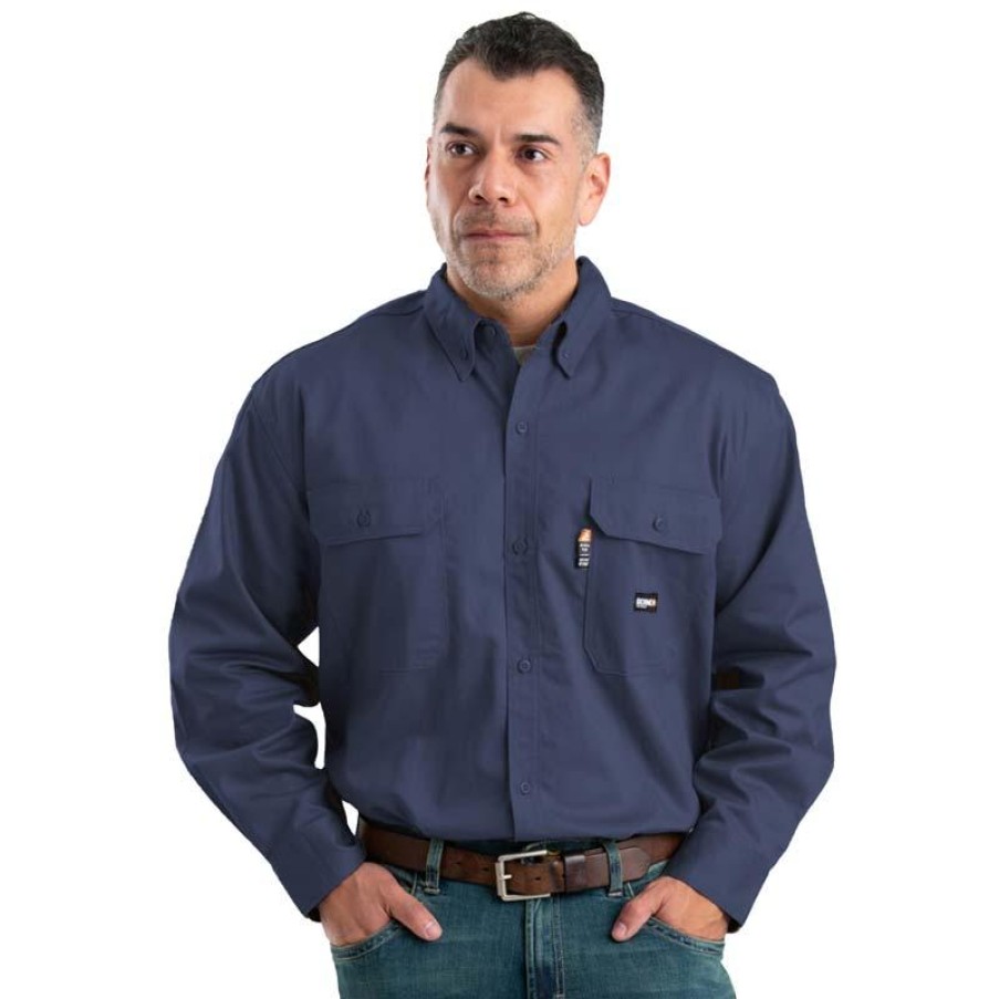 Workwear Berne Flame Resistant Shirts | Berne Men'S Flame Resistant Long Sleeve Work Shirt