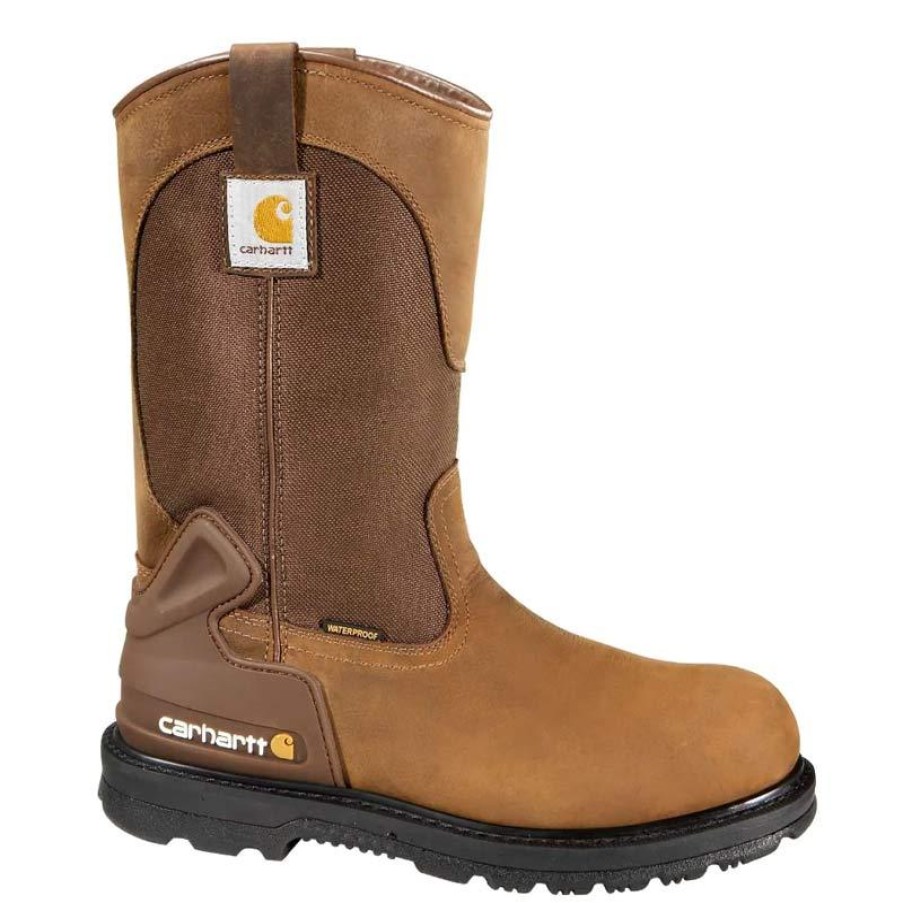 Footwear Carhartt Wellington | Carhartt Men'S 11" Waterproof Soft Toe Wellington Boot Bison