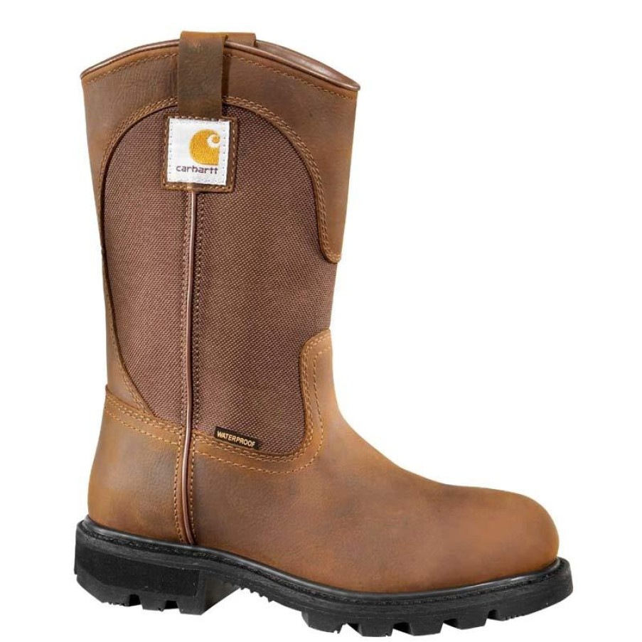 Footwear Carhartt Wellington | Carhartt Women'S 10" Waterproof Soft Toe Wellington Boot Bison