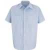 Workwear Red Kap Work Shirts | Red Kap Men'S Short Sleeve Industrial Stripe Mock Oxford Shirt Blue / White Stripe