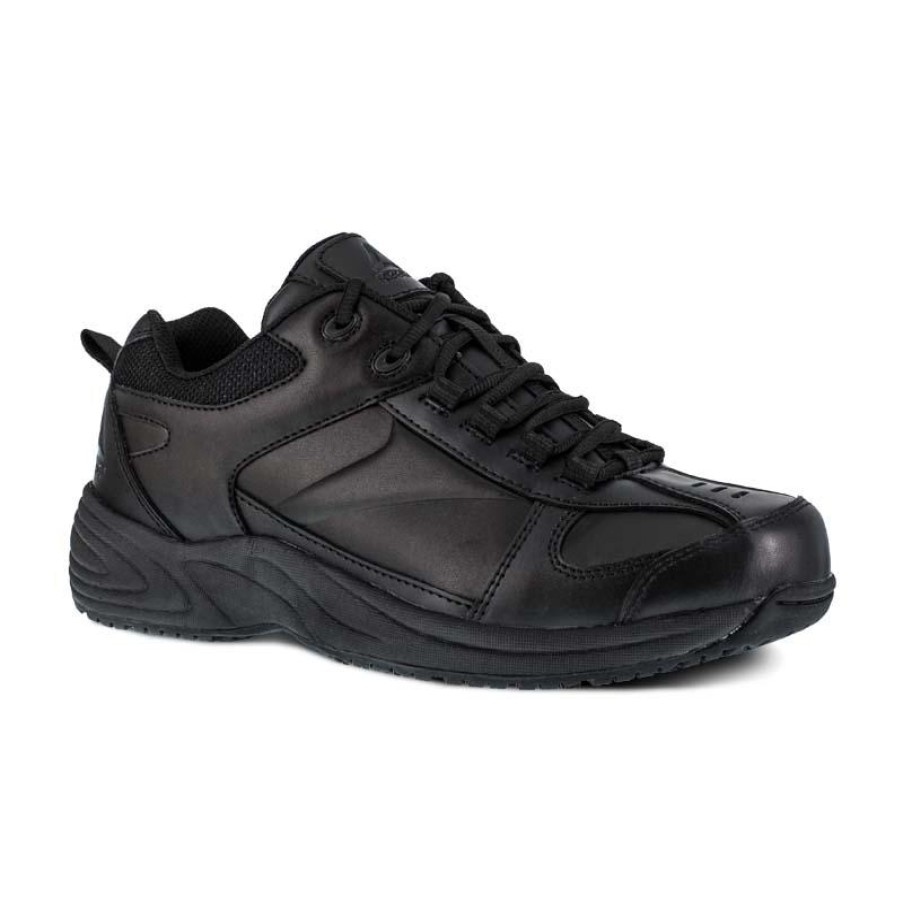 Footwear Reebok Non-Slip Shoes | Reebok Men'S Jorie Slip Resistant Athletic Oxford Black