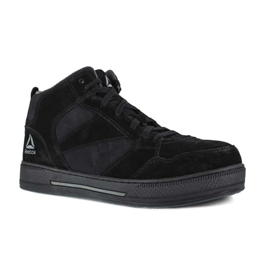 Footwear Reebok Athletic | Reebok Men'S Dayod Composite Toe Light Weight Skateboard Hi Top Black