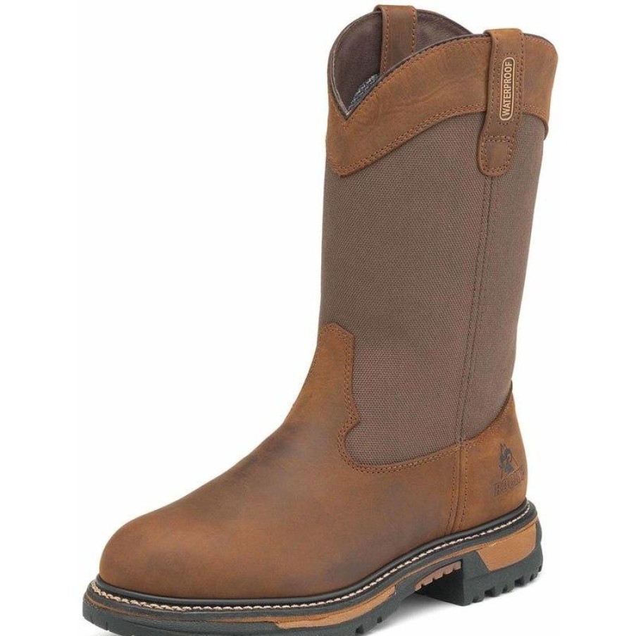 Footwear Rocky Wellington | Rocky Men'S 10-Inch Org Ride Waterproof Wellington Boot Brown