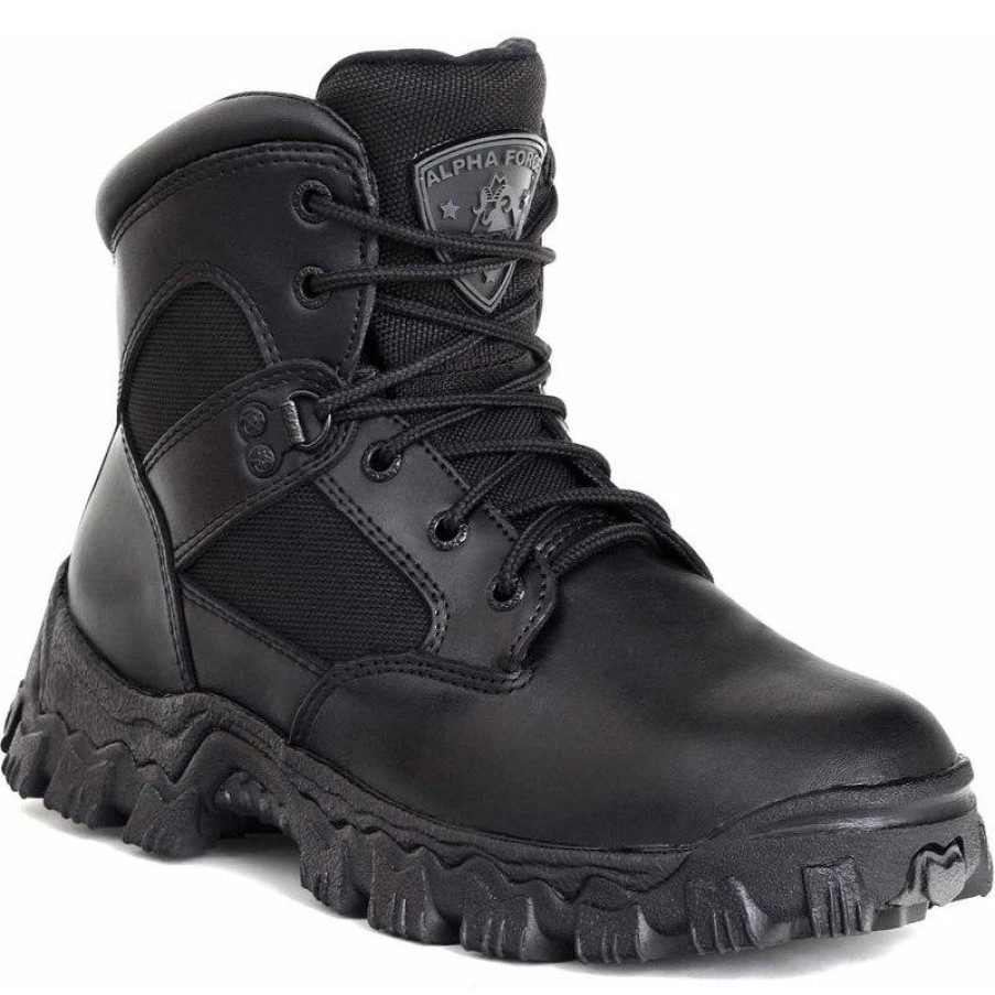 Footwear Rocky Non-Slip Boots | Rocky Men'S 6 Inch Alpha Force Composite Toe Waterproof Boot Black