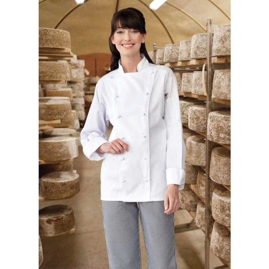 Workwear Uncommon Threads Chef Coats | Uncommon Threads Mirage 12 Knot Button Executive Style Chef Coat White