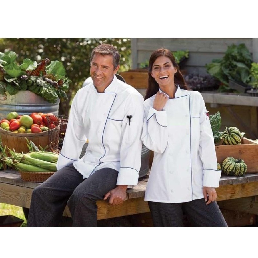 Workwear Uncommon Threads Chef Coats | Uncommon Threads Murano 12 Button Contrast Piping Chef Coat