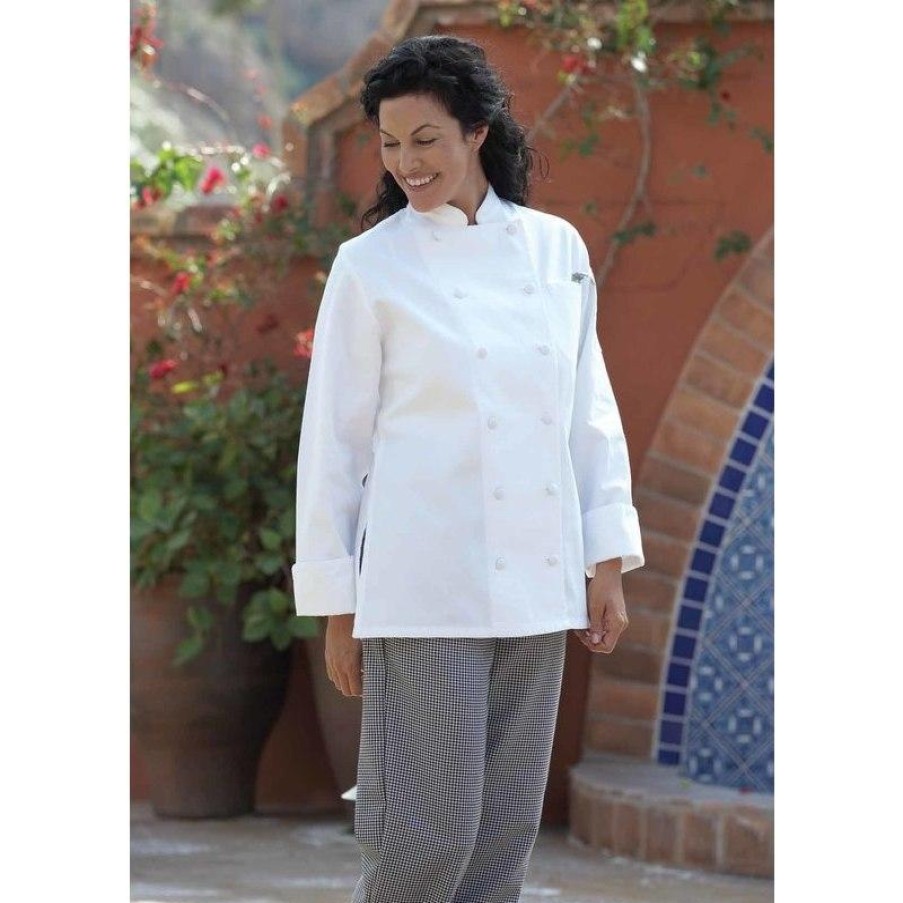 Workwear Uncommon Threads Chef Coats | Uncommon Threads Women'S Navona Cotton Executive Chef Coat White