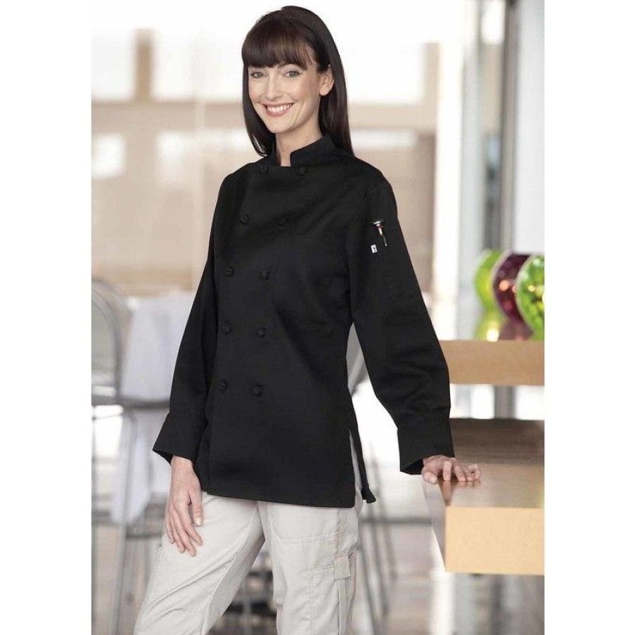 Workwear Uncommon Threads Chef Coats | Uncommon Threads Women'S Sedona 10 Knot Button Chef Coat