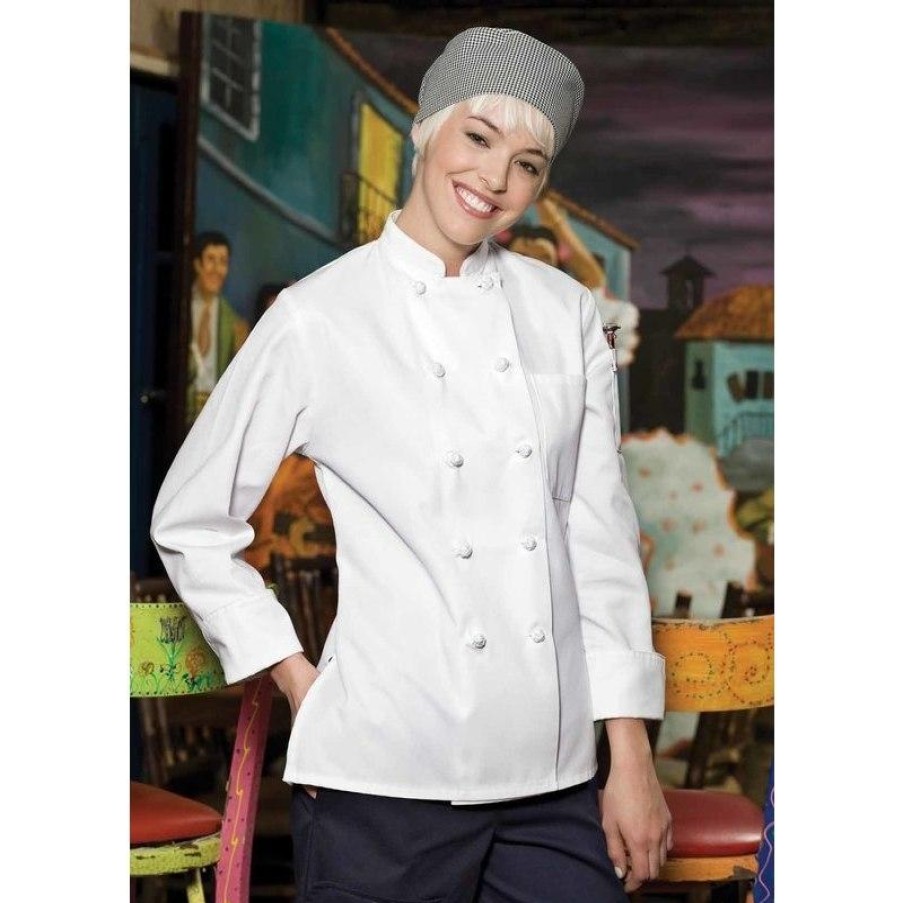 Workwear Uncommon Threads Chef Coats | Uncommon Threads Women'S Sedona 10 Knot Button Chef Coat