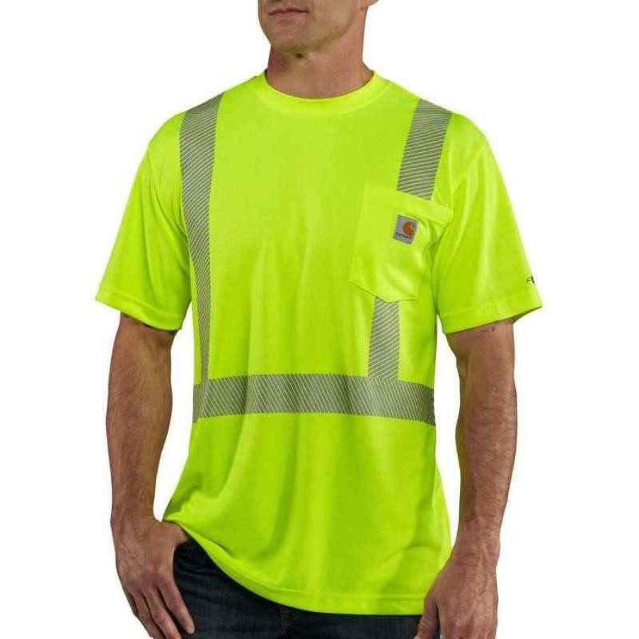 Workwear Carhartt Hi-Visibility Shirts | Carhartt Mens Force High Visibility Short-Sleeve Class 2 T-Shirt