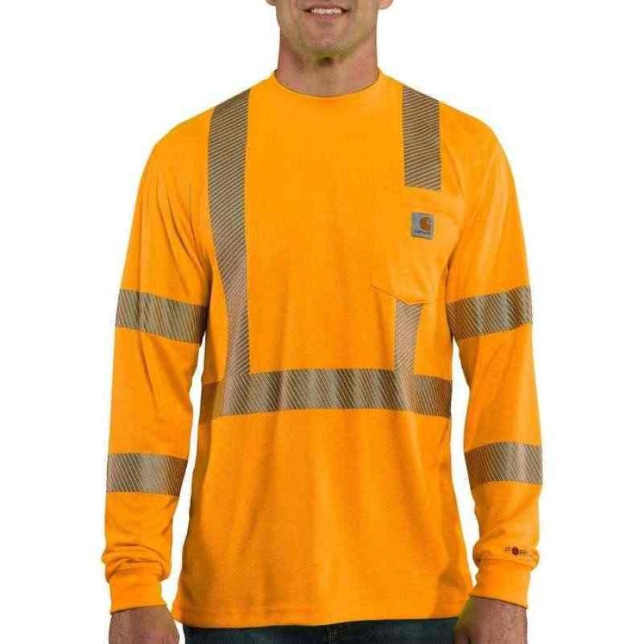 Workwear Carhartt T-Shirts | Carhartt Mens Force High-Visibility Long-Sleeve Class 3 T-Shirt