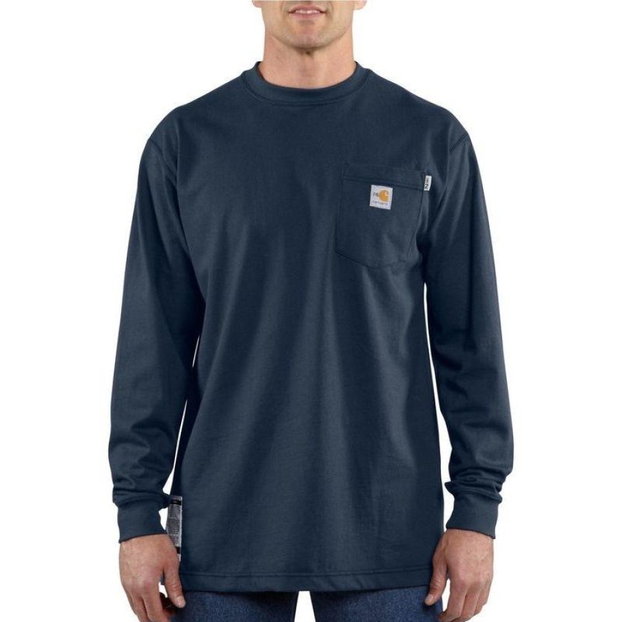 Workwear Carhartt Flame Resistant Shirts | Carhartt Men'S Fire Resistant Force Long Sleeve T-Shirt