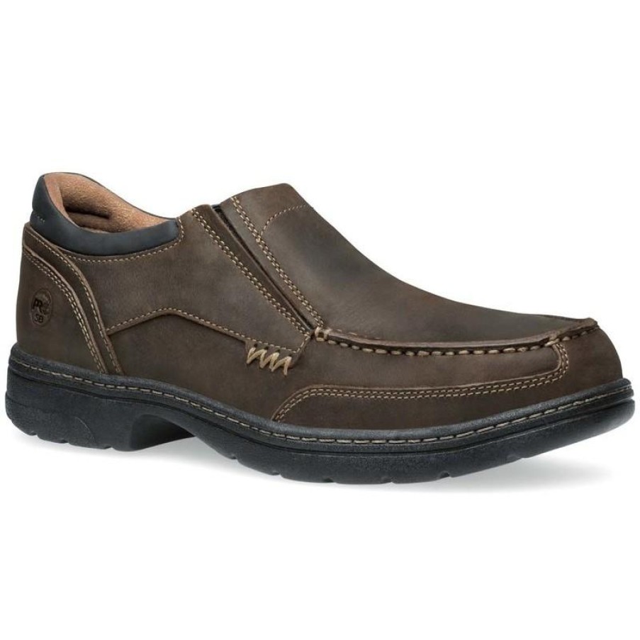 Footwear Timberland Pro Non-Slip Shoes | Timberland Pro Men'S Branston Alloy Toe Esd Slip On Work Shoes Brown