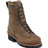 Footwear Chippewa Logger | Chippewa Men'S 8-Inch Waterproof Lace To Toe Logger Boots Brown