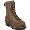 Footwear Chippewa Steel Toe | Chippewa Men'S 8-Inch Waterproof Steel Toe Eh Logger Boots Brown