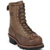 Footwear Chippewa Steel Toe | Chippewa Men'S 8-Inch Wp Steel Toe Eh Insulated Logger Boots Brown