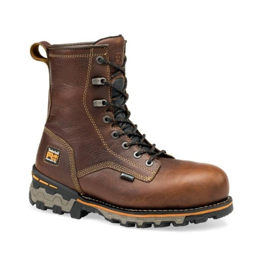 Footwear Timberland Pro Non-Slip Boots | Timberland Pro Men'S Boondock 8-Inch Waterproof Eh Work Boots Brown