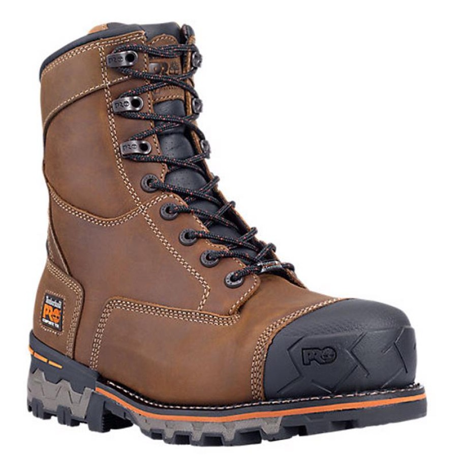 Footwear Timberland Pro Non-Steel Safety Toe | Timberland Pro Men'S Boondock 8-Inch Composite Toe Wp Work Boots Brown