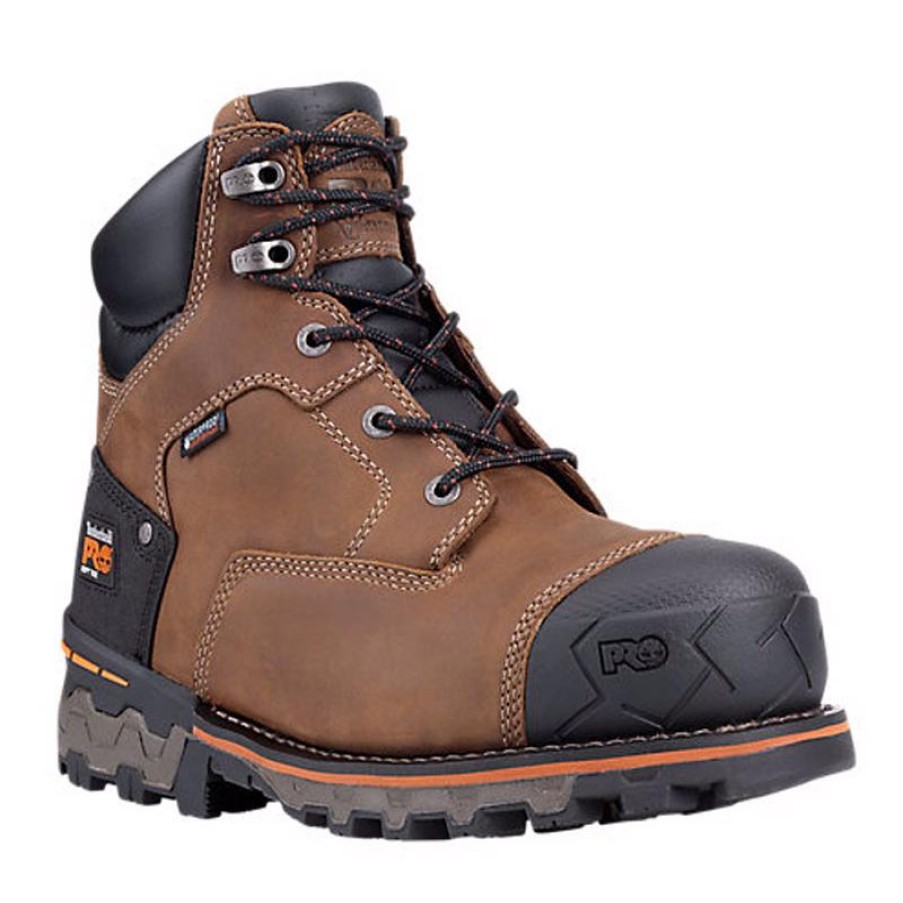 Footwear Timberland Pro Non-Slip Boots | Timberland Pro Men'S Boondock 6-Inch Waterproof Eh Work Boots Brown