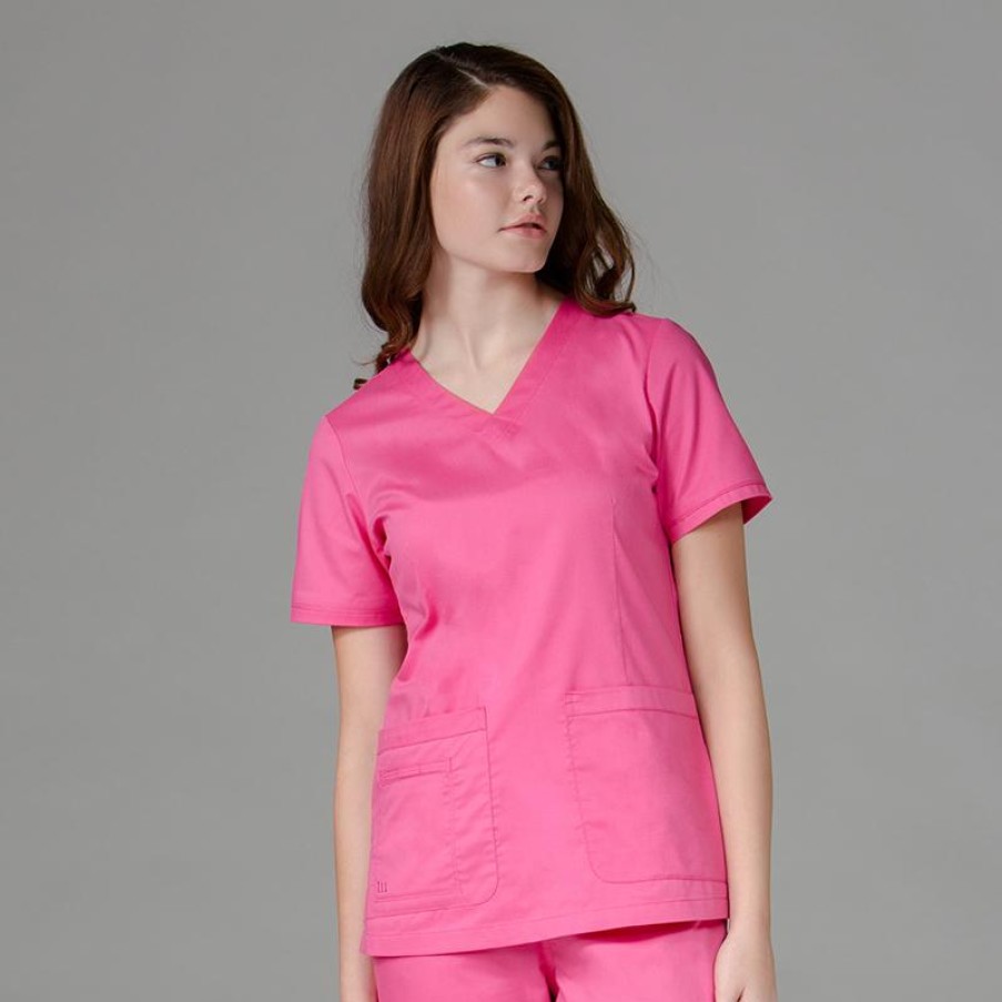 Healthcare Maevn Blossom Scrub Tops | Maevn Blossom Women'S Curved V-Neck Scrub Top