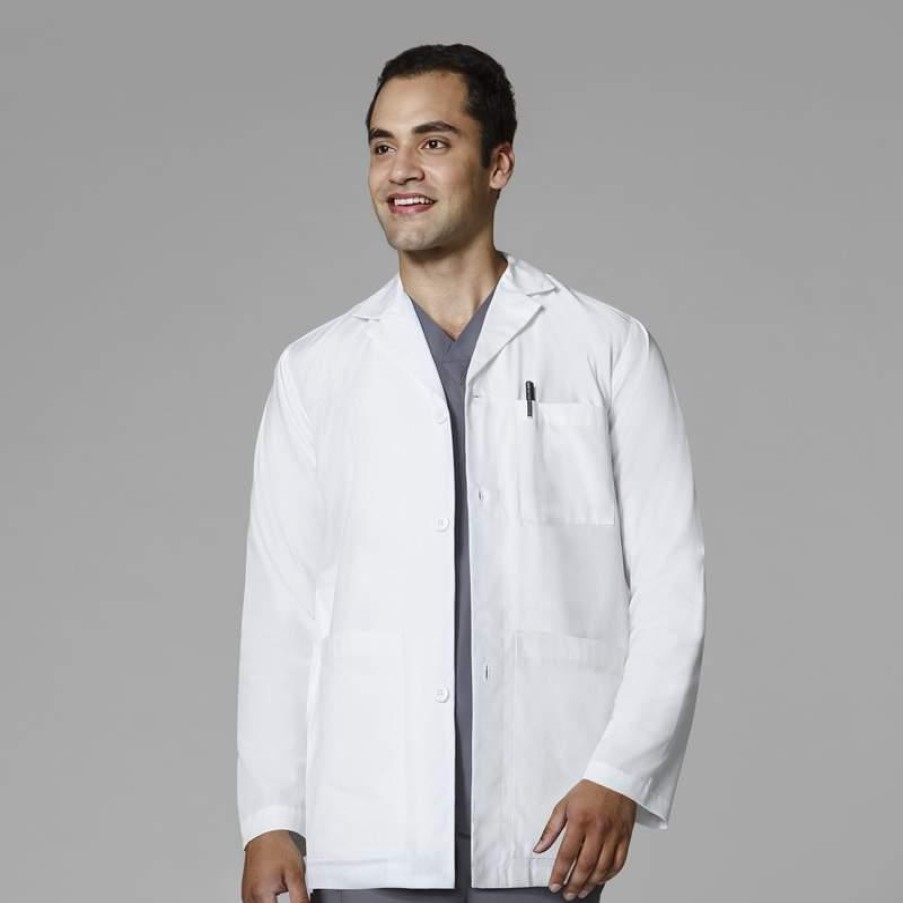 Healthcare WonderWink WonderLAB Lab Coats & Jackets | Wonderwink Wonderlab Men'S 31.5" Consultation Lab Coat White