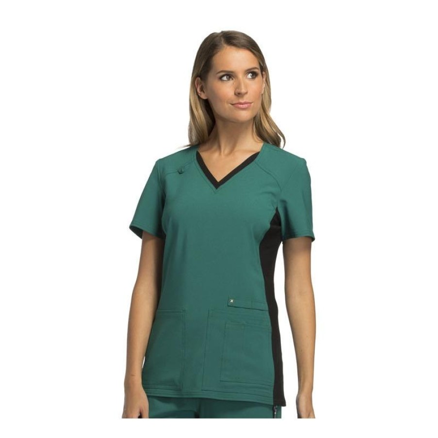 Healthcare Cherokee Iflex Scrub Tops | Cherokee V Neck Knit Panel Scrub Top