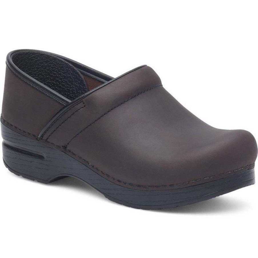 Footwear Dansko Clogs | Dansko Wide Professional /Black Clog Antique Brown