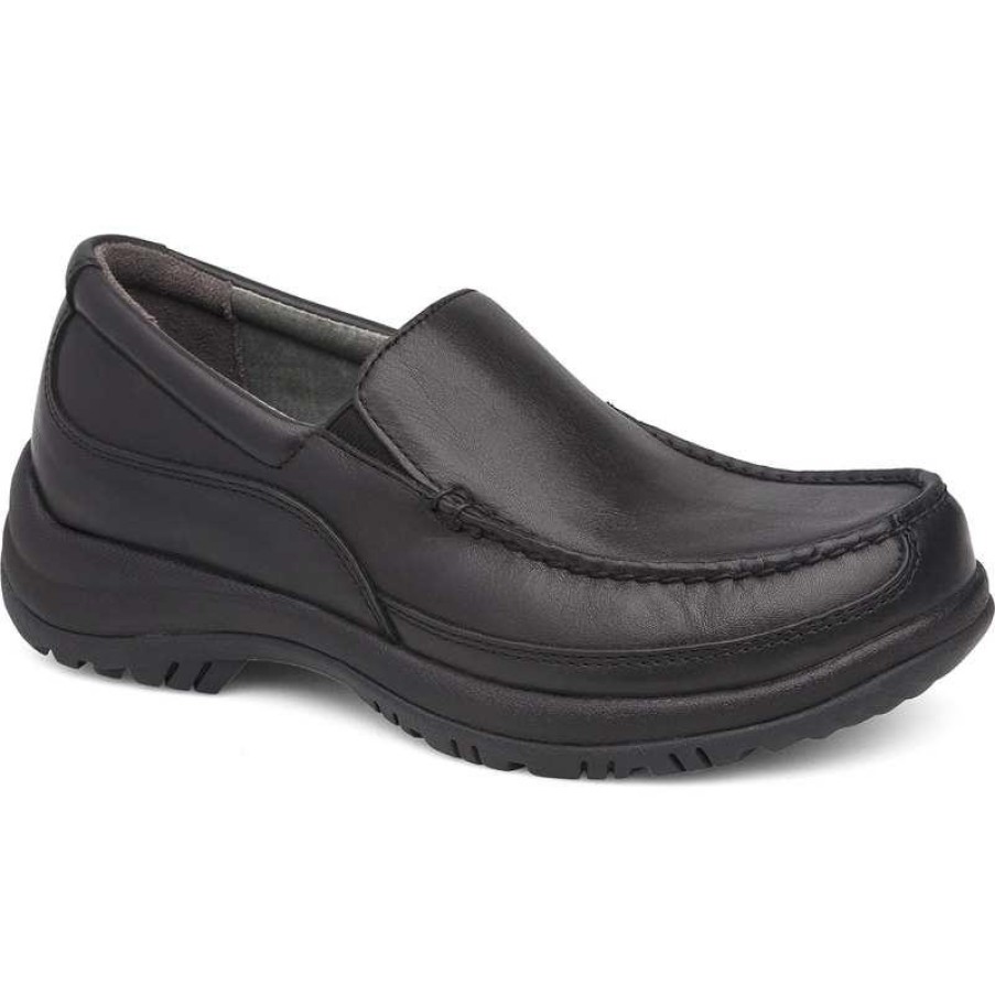 Footwear Dansko Non-Slip Shoes | Dansko Men'S Wayne Full Grain Slip-On Shoe Black