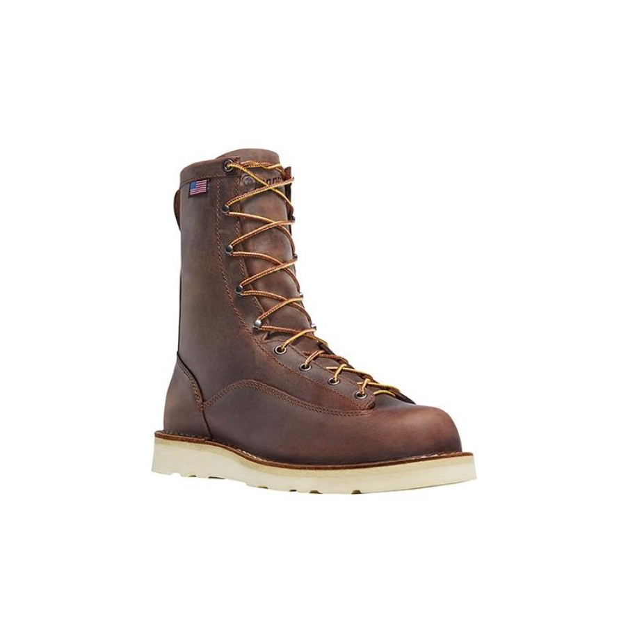 Footwear Danner Non-Slip Boots | Danner Men'S 8" Bull Run Wedged Work Boot Brown