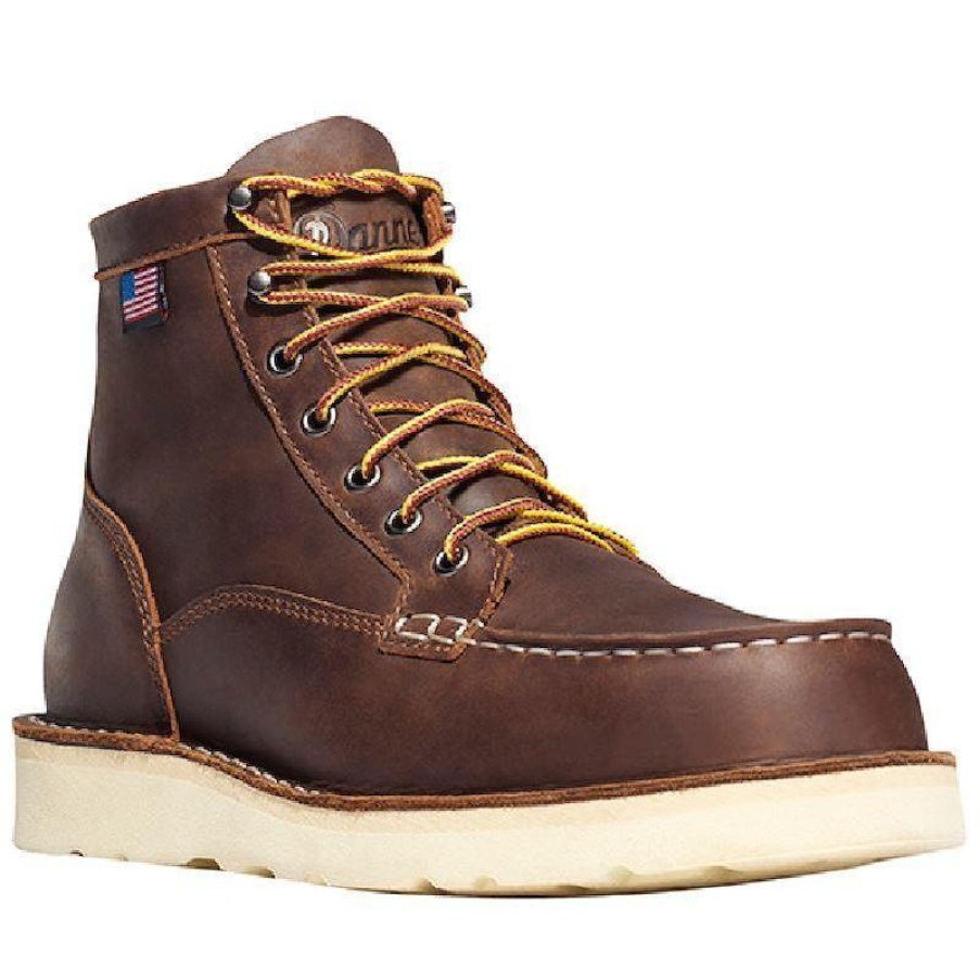 Footwear Danner Steel Toe | Danner Men'S 6" Steel Toe Bull Run Moc Toe Work Boot Brown