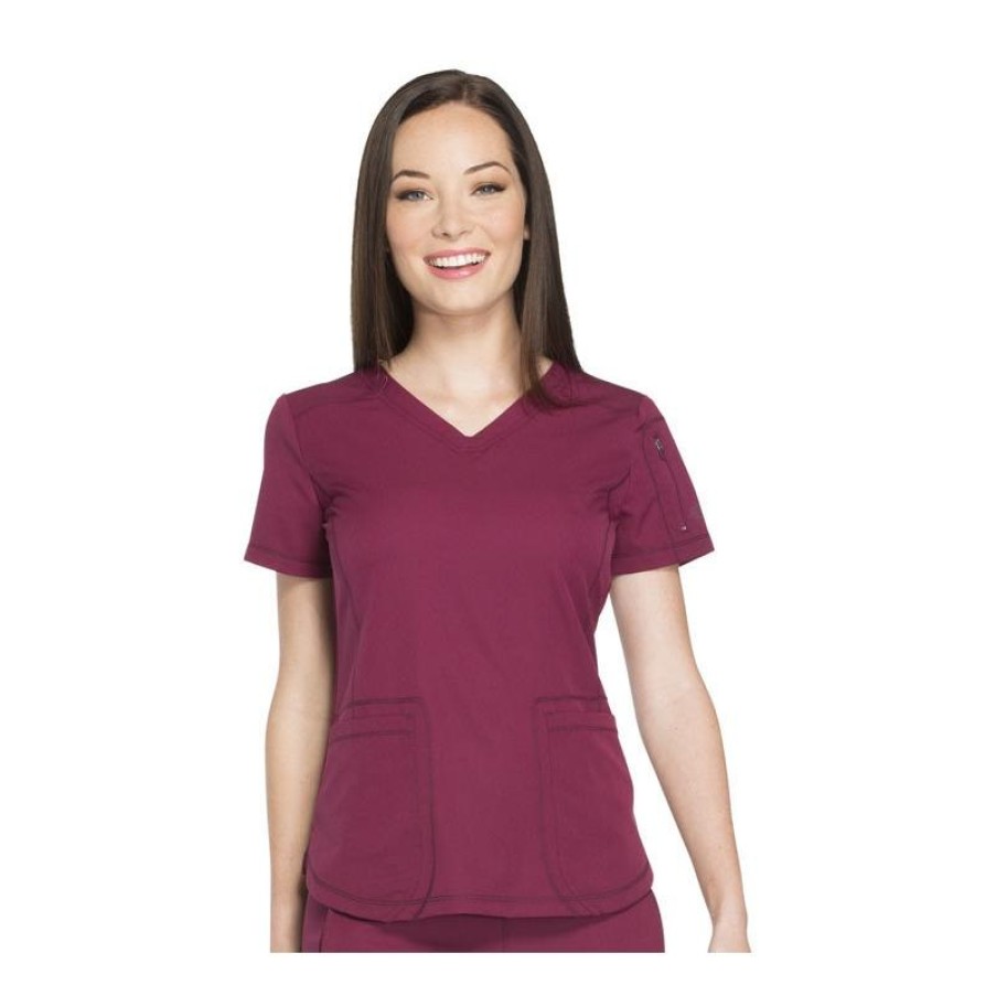 Healthcare Dickies Dynamix Scrub Tops | Dickies Dynamix Womens Solid V-Neck Scrub Top