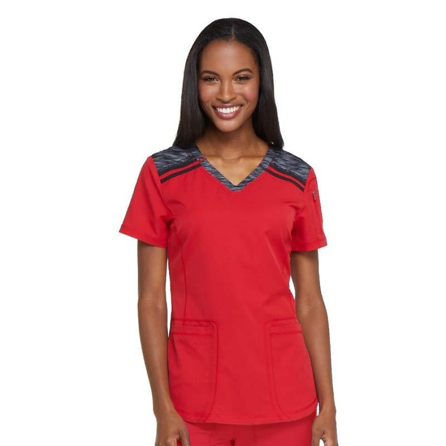 Healthcare Dickies Dynamix Scrub Tops | Dickies Dynamix Womens Solid V-Neck Scrub Top