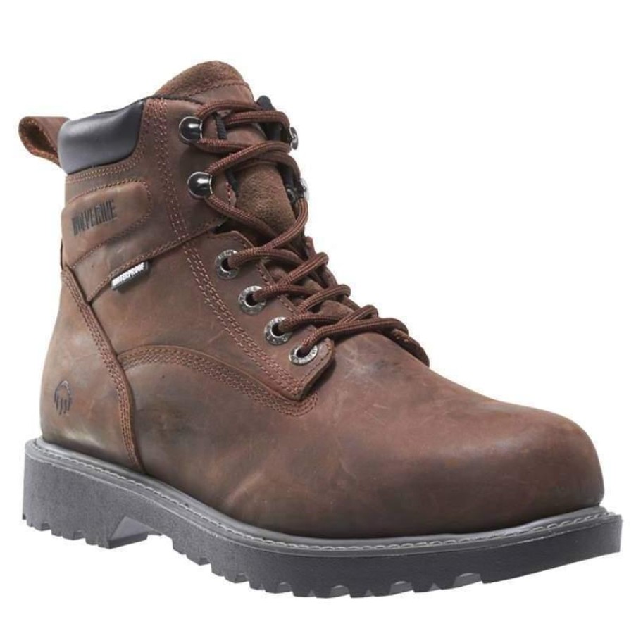 Footwear Wolverine Non-Slip Boots | Wolverine Floorhand Waterproof Steel-Toe Work Boot Dark Brown