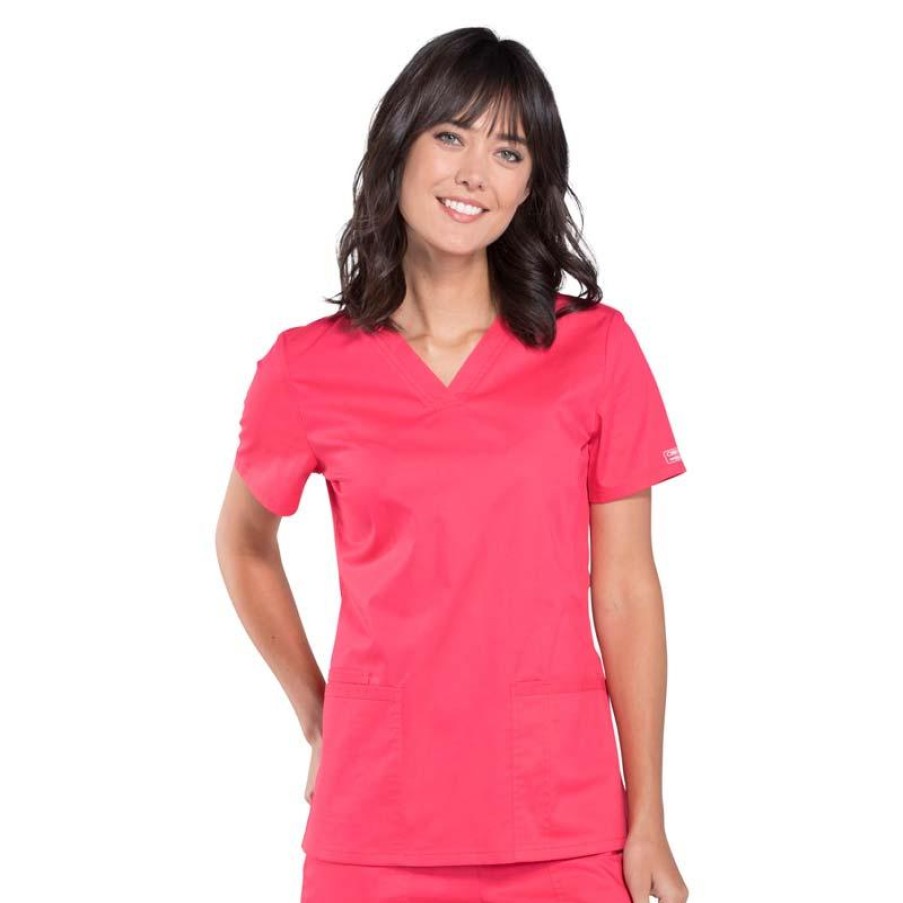 Healthcare Cherokee Workwear Stretch Scrub Tops | Cherokee Workwear Core Stretch Women'S V-Neck Scrub Top