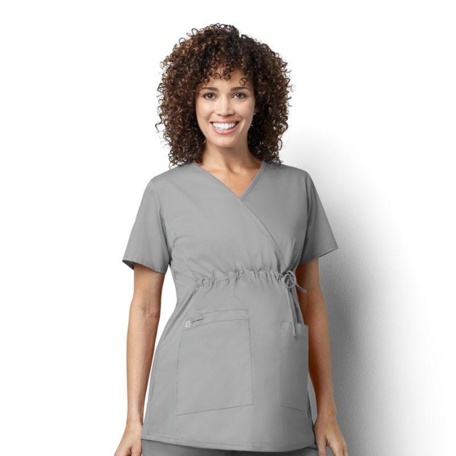 Healthcare Wonderwink Wonder Work Scrub Tops | Wonderwink Wonderwork Women'S Maternity Mock Wrap Scrub Top