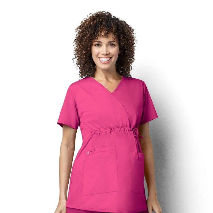 Healthcare Wonderwink Wonder Work Scrub Tops | Wonderwink Wonderwork Women'S Maternity Mock Wrap Scrub Top