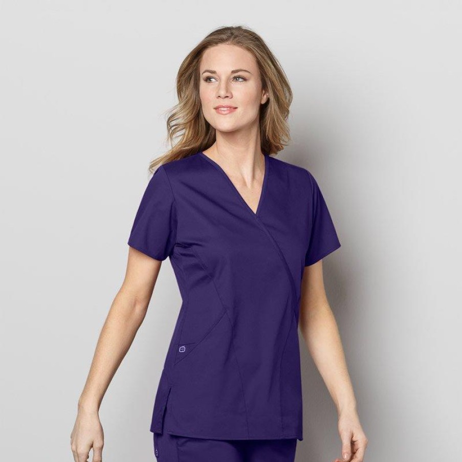 Healthcare Wonderwink Wonder Work Scrub Tops | Wonderwink Wonderwork Women'S Mock Wrap Scrub Top