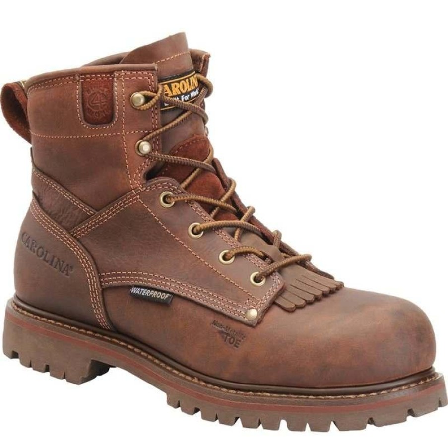 Footwear Carolina Non-Steel Safety Toe | Carolina Men'S 6" Waterproof Composite Toe Grizzly Boot Medium Brown