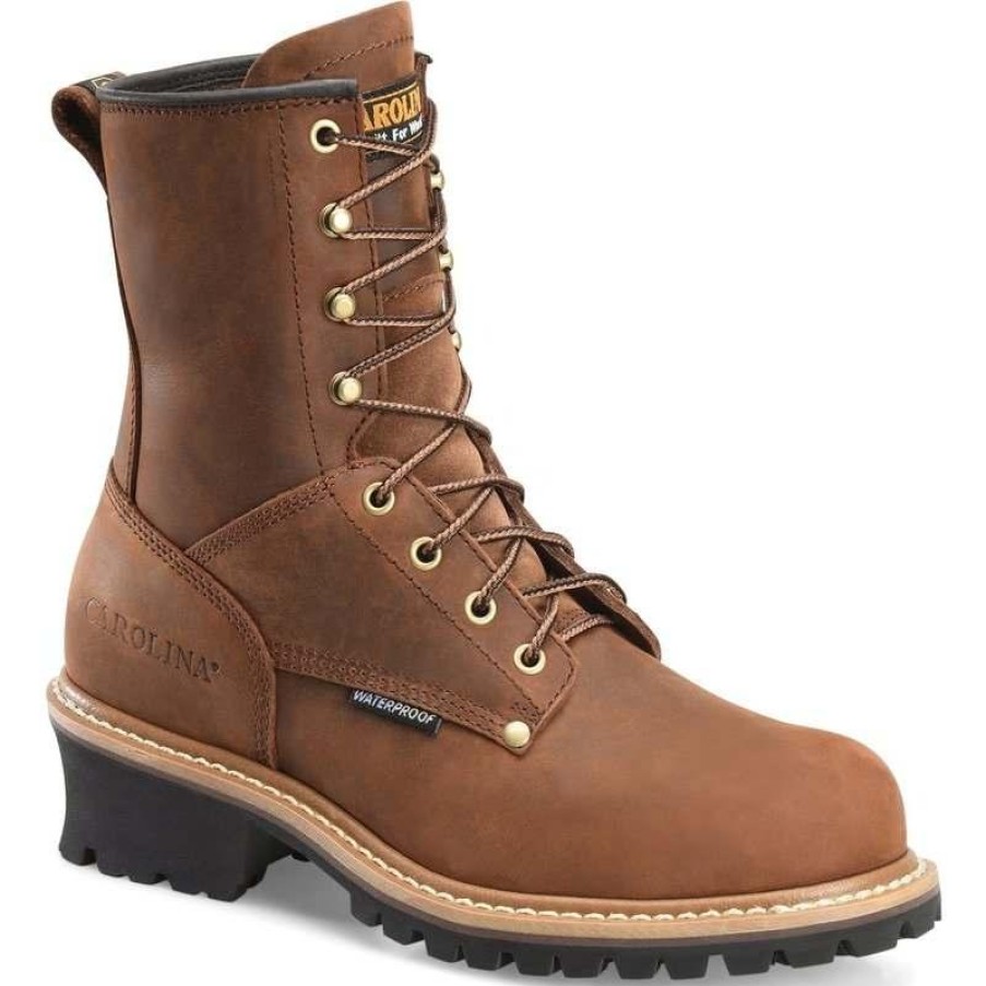 Footwear Carolina Steel Toe | Carolina Men'S 8" Steel Toe Waterproof Logger Boot Dark Brown