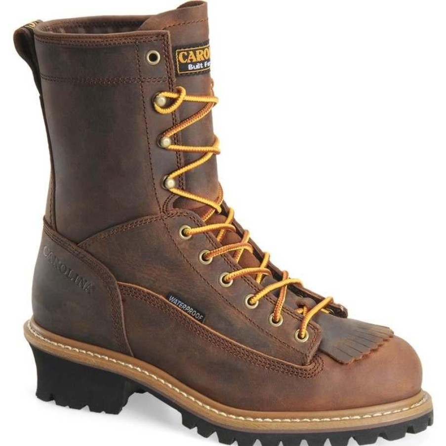 Footwear Carolina Steel Toe | Carolina Men'S 8" Waterproof Steel Toe Logger Boot Dark Brown