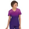 Healthcare KOI Lite Scrub Tops | Koi Lite Women'S Reform Ombre Print V-Neck Scrub Top Mulberry/Grape