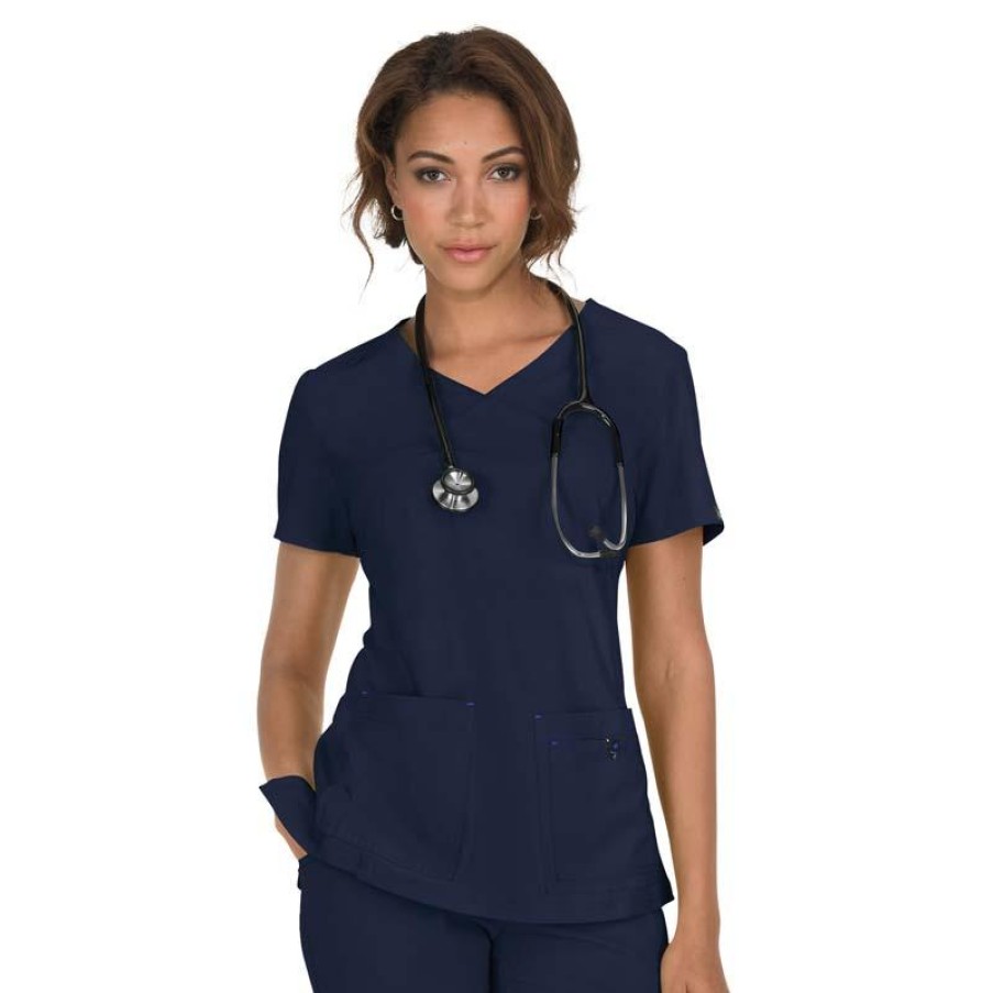 Healthcare KOI Basics Scrub Tops | Koi Basics Women'S Katie Mock Wrap Scrub Top