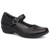 Footwear Dansko Slip-Ons | Dansko Women'S Fawna Mary Jane Work Shoe Black Milled Nappa