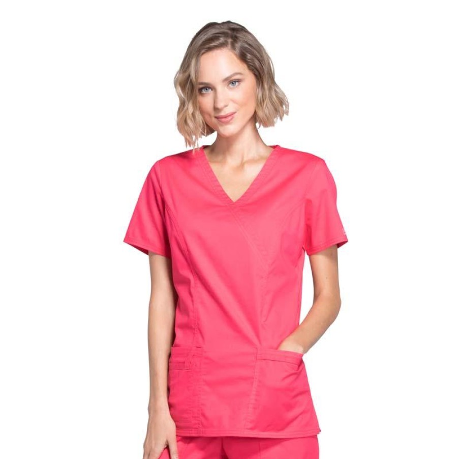 Healthcare Cherokee Workwear Stretch Scrub Tops | Cherokee Workwear Stretch Mock Wrap Scrub Top