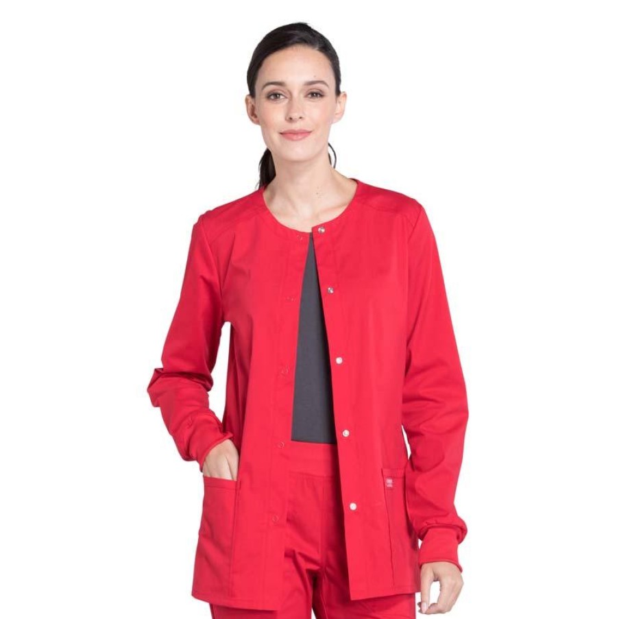 Healthcare Cherokee WW Professionals Lab Coats & Jackets | Cherokee Workwear Professionals Women'S Snap Front Warm-Up Scrub Jacket