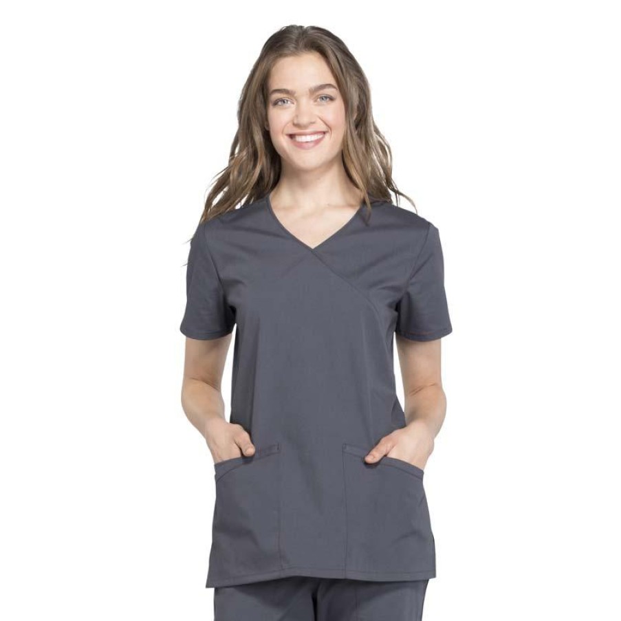 Healthcare Cherokee WW Professionals Scrub Tops | Cherokee Workwear Professionals Women'S Mock Wrap Scrub Top