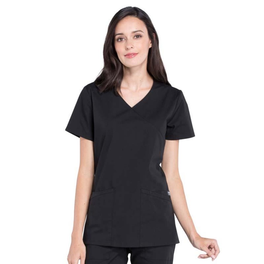 Healthcare Cherokee WW Professionals Scrub Tops | Cherokee Workwear Professionals Women'S Mock Wrap Scrub Top