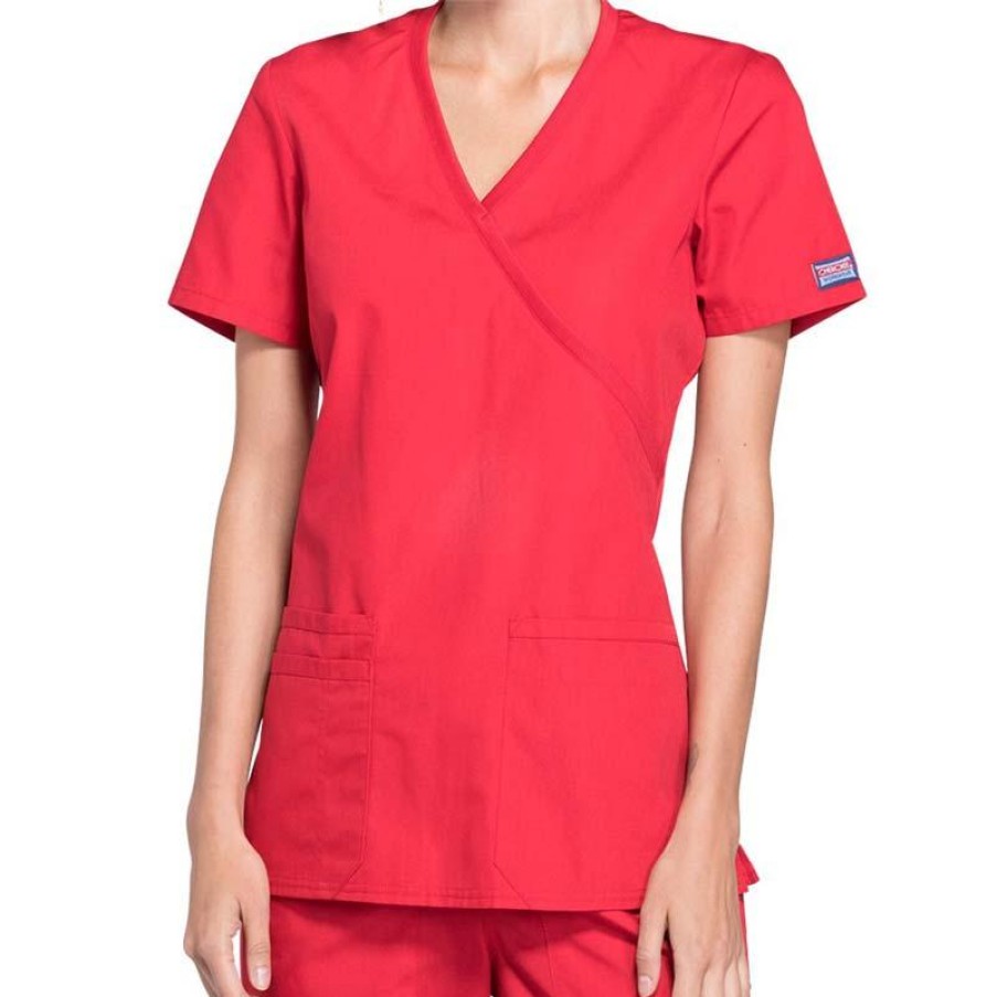 Healthcare Cherokee Workwear Scrub Tops | Cherokee Workwear Women'S Mock Wrap Scrub Top