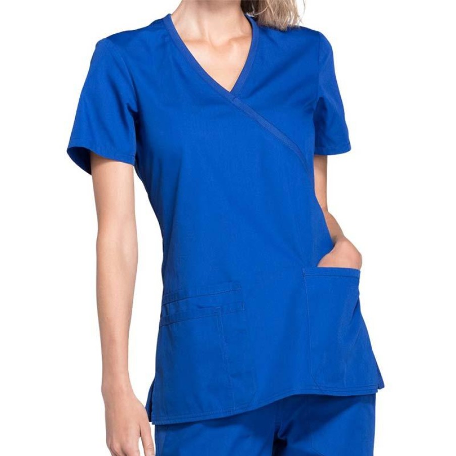 Healthcare Cherokee Workwear Scrub Tops | Cherokee Workwear Women'S Mock Wrap Scrub Top