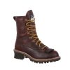 Footwear Georgia Boot Steel Toe | Georgia Boot Men'S 8" Steel Toe Waterproof Logger Boot Chocolate